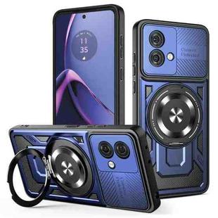 For Motorola Moto G84 5G Armor Rotating Holder MagSafe Phone Case(Blue)