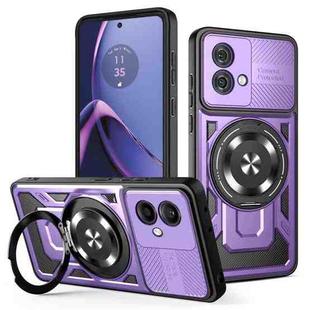 For Motorola Moto G84 5G Armor Rotating Holder MagSafe Phone Case(Purple)