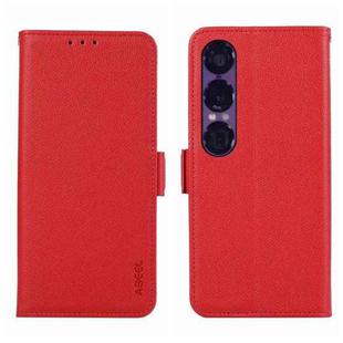 For Sony Xperia 1 VII ABEEL Side-Magnetic Litchi Pattern Leather RFID Phone Case(Red)