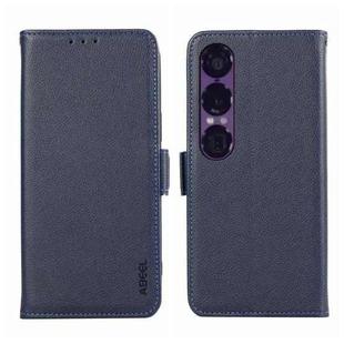 For Sony Xperia 1 VII ABEEL Side-Magnetic Litchi Pattern Leather RFID Phone Case(Blue)