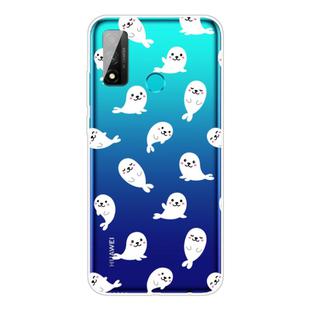 For Huawei P smart 2020 Coloured Drawing Pattern Highly Transparent TPU Protective Case(White Sea Lion)