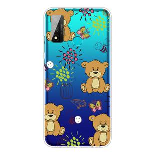 For Huawei P smart 2020 Coloured Drawing Pattern Highly Transparent TPU Protective Case(Little Brown Bear)