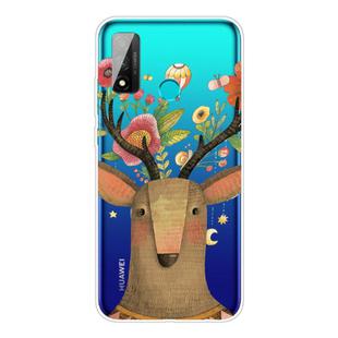 For Huawei P smart 2020 Coloured Drawing Pattern Highly Transparent TPU Protective Case(Flower Deer)