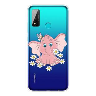 For Huawei P smart 2020 Coloured Drawing Pattern Highly Transparent TPU Protective Case(Little Pink Elephant)