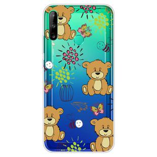 For Huawei P40 Lite E Coloured Drawing Pattern Highly Transparent TPU Protective Case(Little Brown Bear)