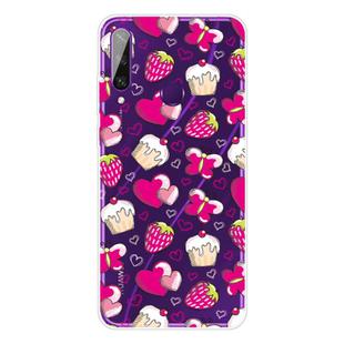 For Huawei Y6p (2020) Coloured Drawing Pattern Highly Transparent TPU Protective Case(Strawberry Cake)