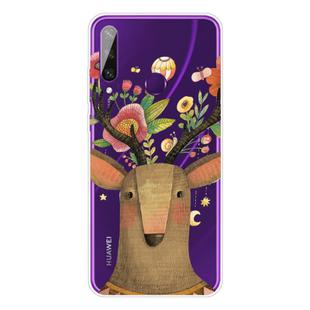 For Huawei Y6p (2020) Coloured Drawing Pattern Highly Transparent TPU Protective Case(Flower Deer)