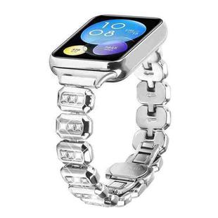 For Xiaomi Mi Band 8 Pro / Redmi Watch 4 Small Square Diamonds Butterfly Buckle Metal Watch Band(Silver)