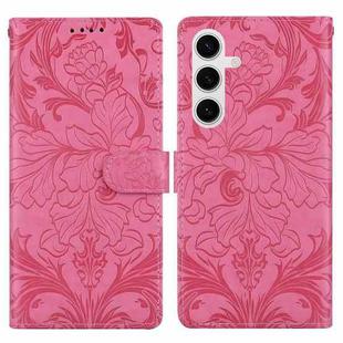 For Samsung Galaxy S24 5G / S25 5G Embossed Floral Pattern Leather Phone Case(Rose Red)