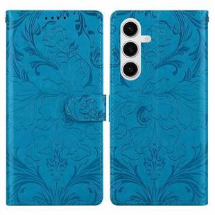For Samsung Galaxy S24 5G / S25 5G Embossed Floral Pattern Leather Phone Case(Blue)
