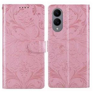 For Samsung Galaxy S25 Edge 5G Embossed Floral Pattern Leather Phone Case(Pink)