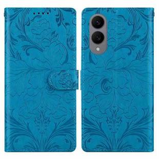 For Samsung Galaxy S25 Edge 5G Embossed Floral Pattern Leather Phone Case(Blue)