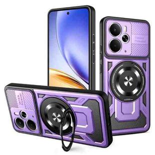 For Realme 14 5G Armor Rotating Holder MagSafe Phone Case(Purple)