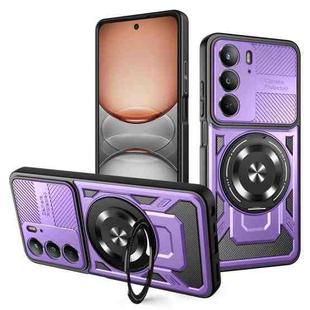 For Realme 14X / V60 Pro / C75 Armor Rotating Holder MagSafe Phone Case(Purple)