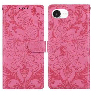 For iPhone 16e Embossed Floral Pattern Leather Phone Case(Rose Red)