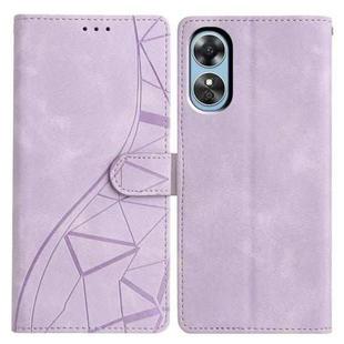 For OPPO A17 Triangles Embossed Leather Phone Case(Purple)