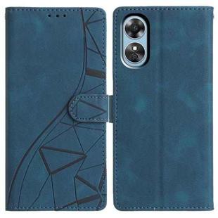 For OPPO A17 Triangles Embossed Leather Phone Case(Blue)