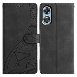 For OPPO A17 Triangles Embossed Leather Phone Case(Black)