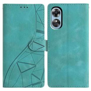 For OPPO A17 Triangles Embossed Leather Phone Case(Green)