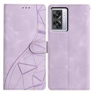 For OPPO A57 / A77 5G Triangles Embossed Leather Phone Case(Purple)