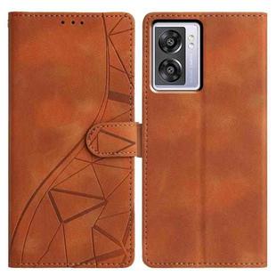 For OPPO A57 / A77 5G Triangles Embossed Leather Phone Case(Brown)