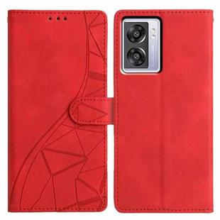 For OPPO A57 / A77 5G Triangles Embossed Leather Phone Case(Red)