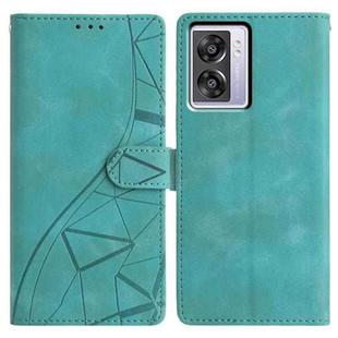 For OPPO A57 / A77 5G Triangles Embossed Leather Phone Case(Green)