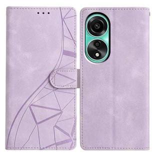 For OPPO A58 4G Global Triangles Embossed Leather Phone Case(Purple)