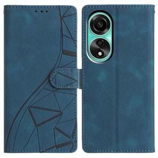 For OPPO A58 4G Global Triangles Embossed Leather Phone Case(Blue)