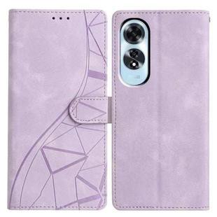 For OPPO A60 Triangles Embossed Leather Phone Case(Purple)