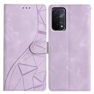 For OPPO A74 5G / A54 5G / A93 5G Triangles Embossed Leather Phone Case(Purple)