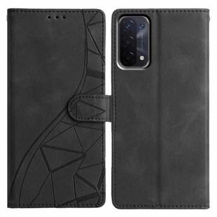 For OPPO A74 5G / A54 5G / A93 5G Triangles Embossed Leather Phone Case(Black)