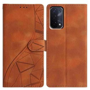 For OPPO A74 5G / A54 5G / A93 5G Triangles Embossed Leather Phone Case(Brown)