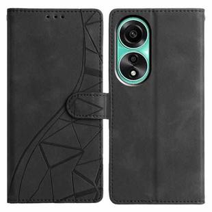 For OPPO A78 4G Triangles Embossed Leather Phone Case(Black)