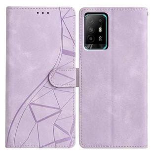 For OPPO A94 5G Triangles Embossed Leather Phone Case(Purple)