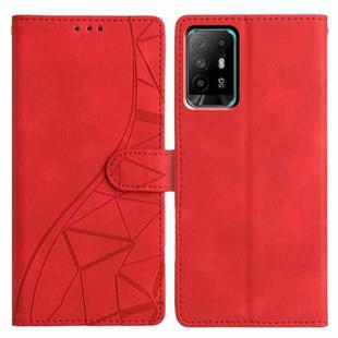 For OPPO A94 5G Triangles Embossed Leather Phone Case(Red)