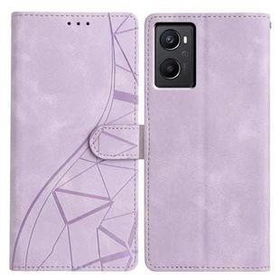 For OPPO A96 / A76 / A36 Triangles Embossed Leather Phone Case(Purple)