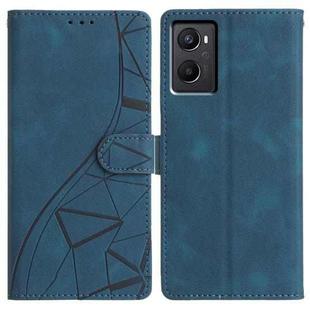 For OPPO A96 / A76 / A36 Triangles Embossed Leather Phone Case(Blue)