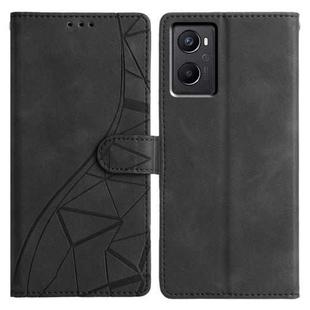For OPPO A96 / A76 / A36 Triangles Embossed Leather Phone Case(Black)
