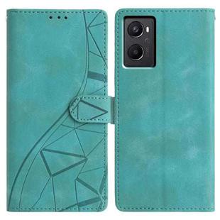For OPPO A96 / A76 / A36 Triangles Embossed Leather Phone Case(Green)