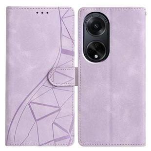 For OPPO A98 Triangles Embossed Leather Phone Case(Purple)