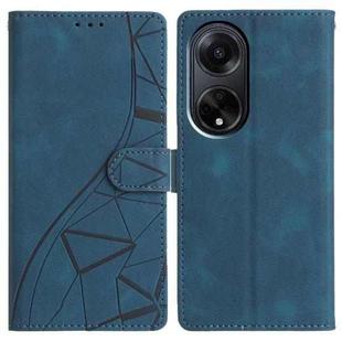 For OPPO A98 Triangles Embossed Leather Phone Case(Blue)