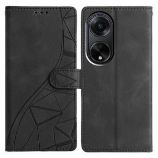 For OPPO A98 Triangles Embossed Leather Phone Case(Black)