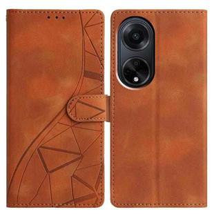 For OPPO A98 Triangles Embossed Leather Phone Case(Brown)