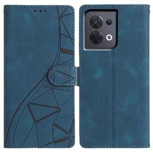 For OPPO Reno8 5G Global Triangles Embossed Leather Phone Case(Blue)