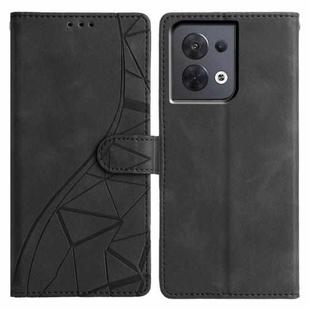 For OPPO Reno8 5G Global Triangles Embossed Leather Phone Case(Black)