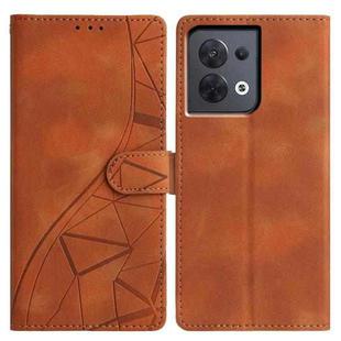 For OPPO Reno8 5G Global Triangles Embossed Leather Phone Case(Brown)