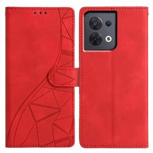 For OPPO Reno8 Pro 5G Global Triangles Embossed Leather Phone Case(Red)