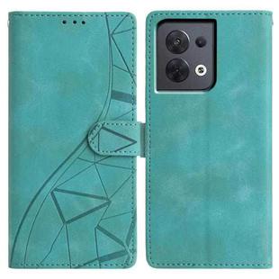 For OPPO Reno8 Pro 5G Global Triangles Embossed Leather Phone Case(Green)
