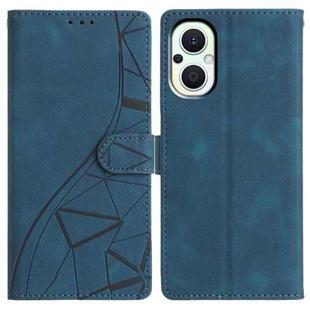 For OPPO Reno8 Lite 5G / Reno7 Z Triangles Embossed Leather Phone Case(Blue)
